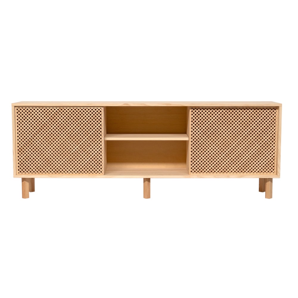 Grand buffet 2 portes coulissantes en pin massif verni 180 cm - ALTEA