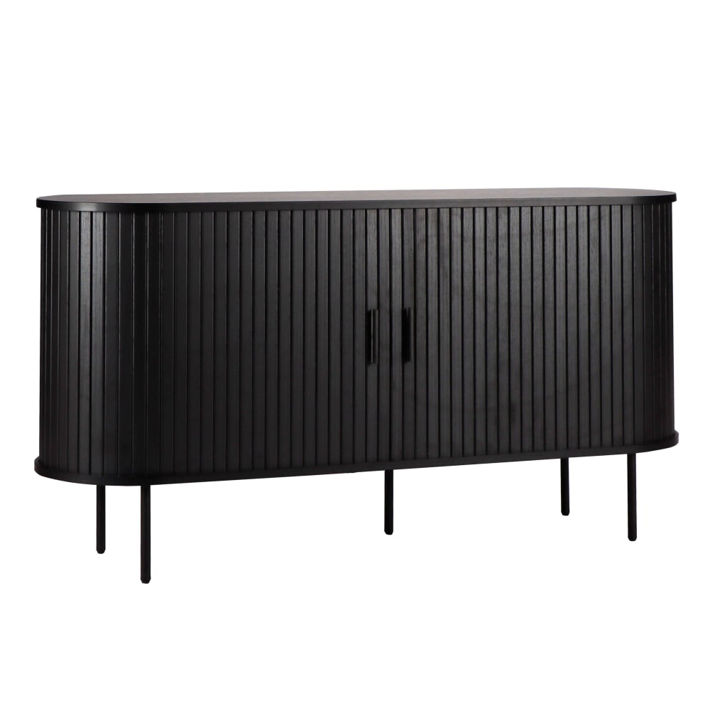 Buffet MARIUS noir en mélaminé et acier 140 cm avec 2 portes