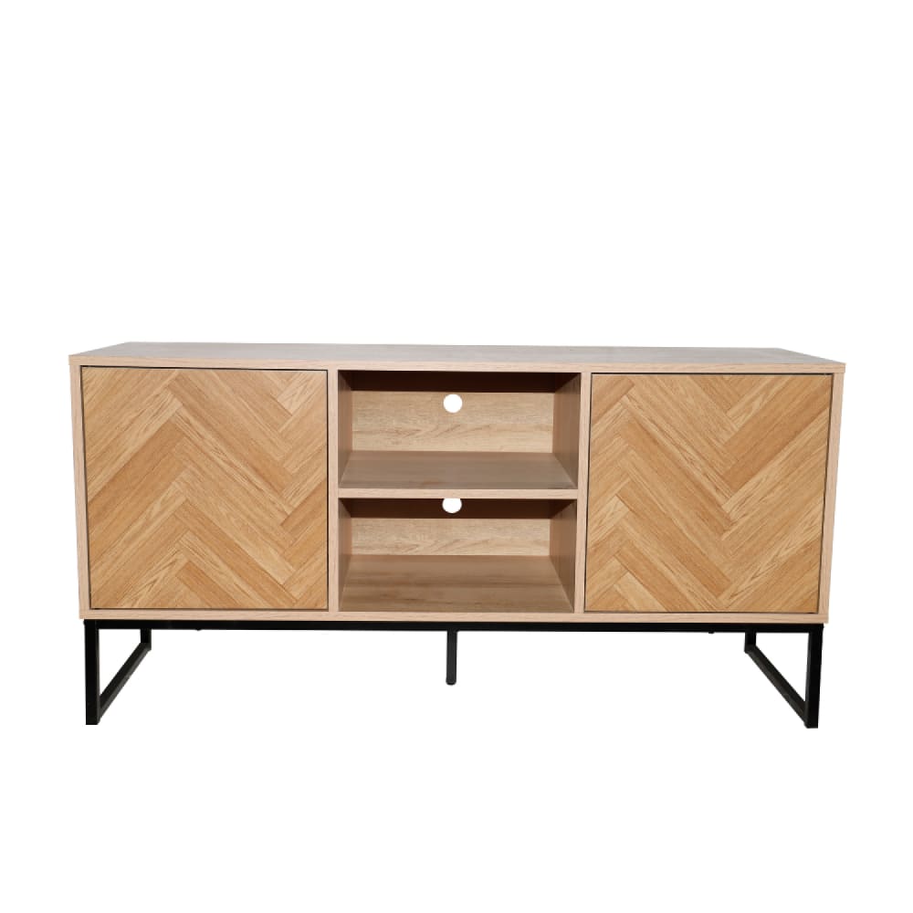 Buffet CHEVRON 120 cm effet chevron avec 2 portes et 2 niches