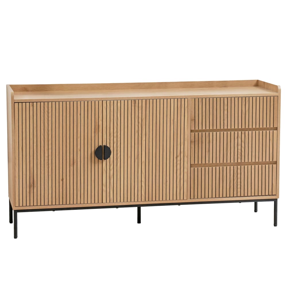 Buffet enfilade DAKOTA beige 150 cm avec façades à lattes