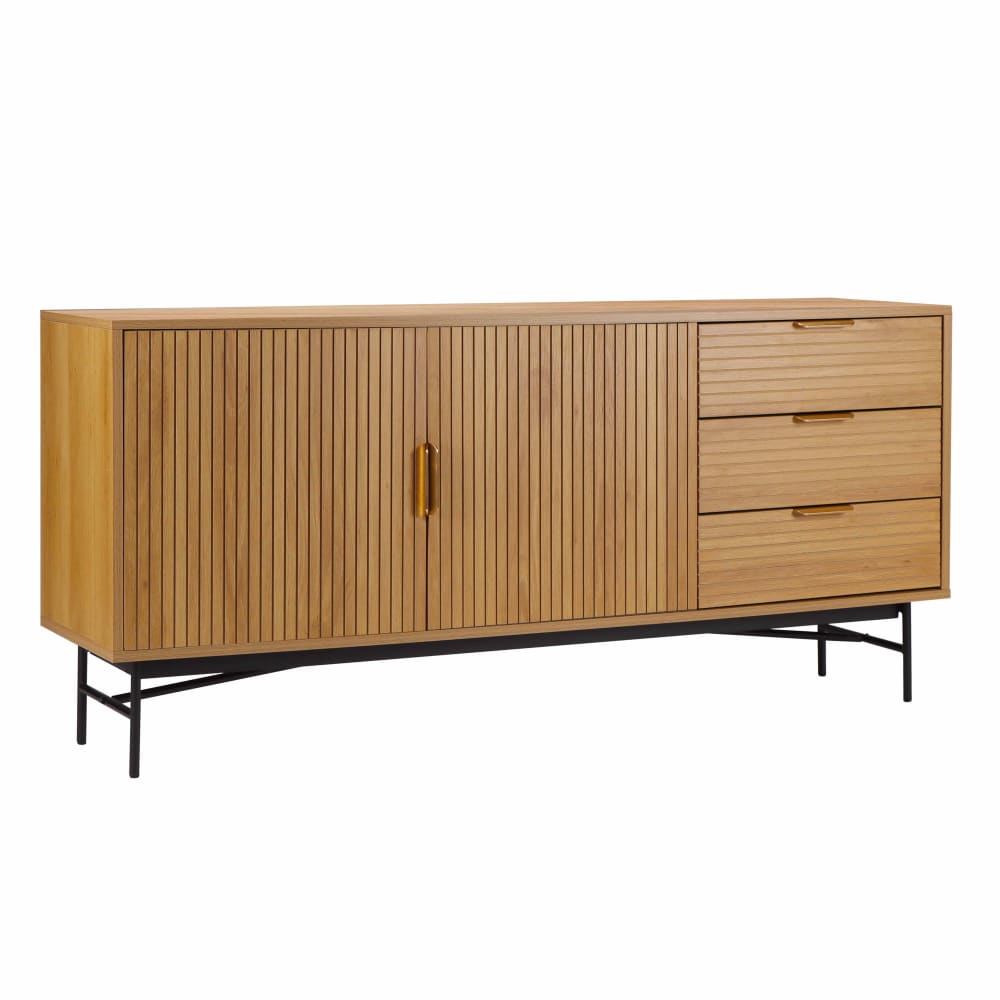 Grand buffet GABIN beige 160 cm avec 2 portes et 3 tiroirs