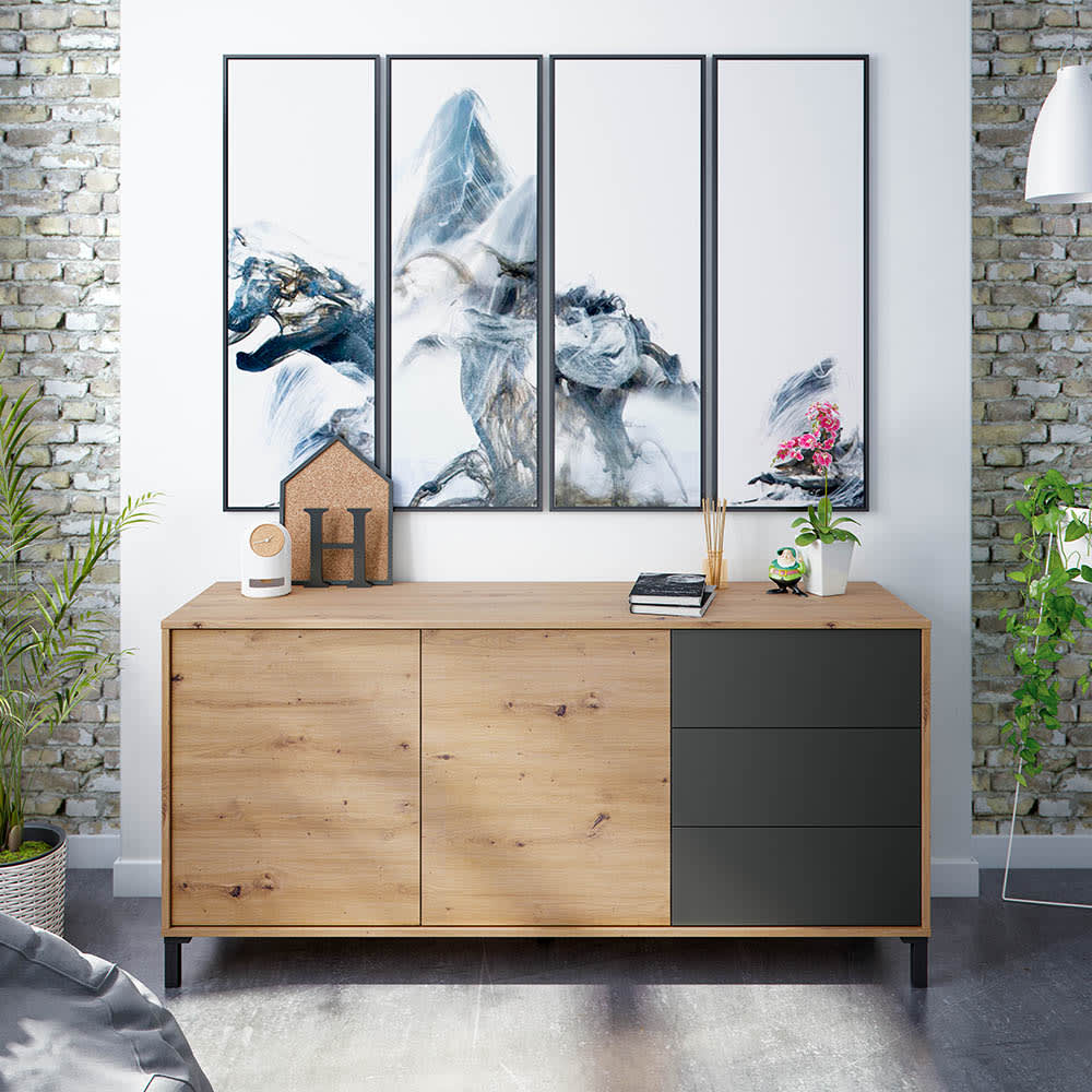 Détail de la façade bicolore du buffet URBAN PLUS