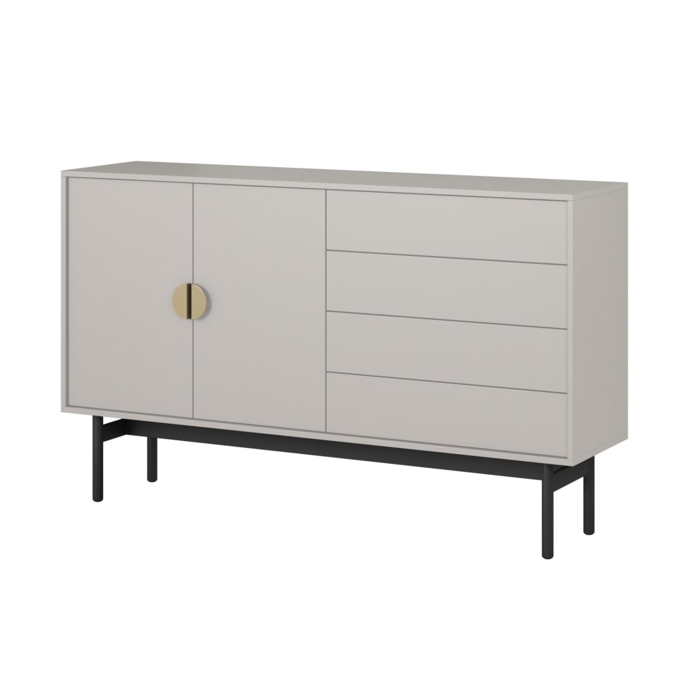 Buffet STOON 154 cm taupe à 4 tiroirs sur cadre en acier noir