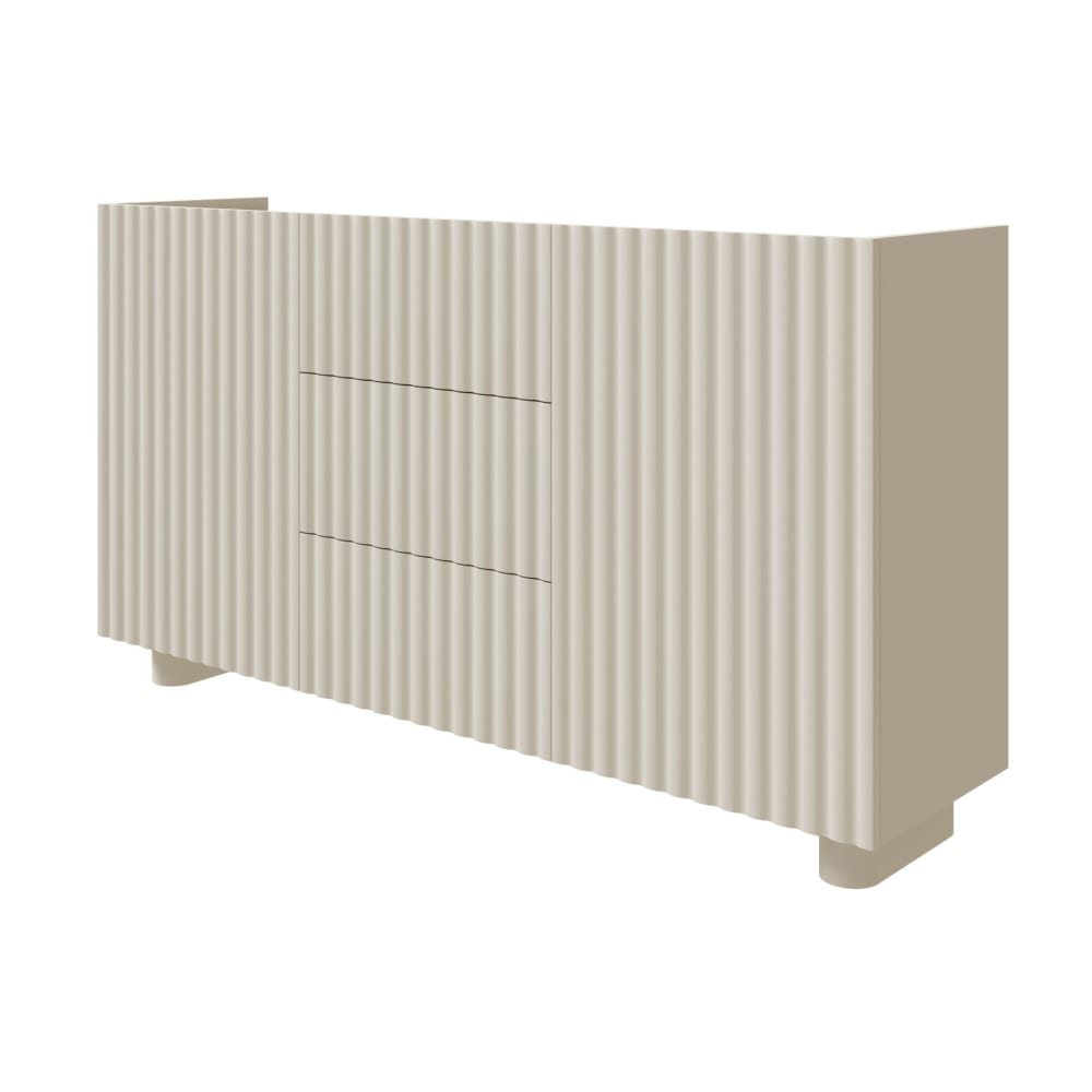 Buffet 2 portes et 3 tiroirs grège push-to-open 144 cm - FIORRA