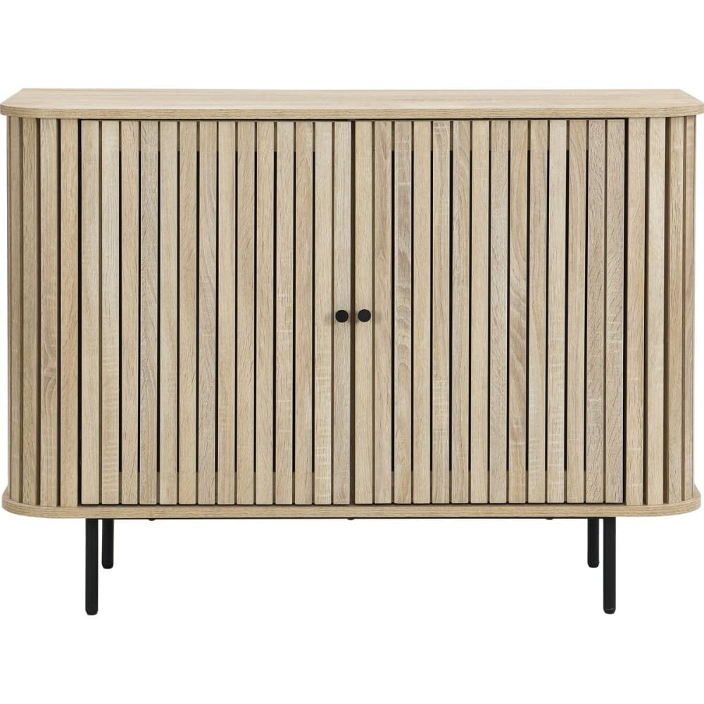 Buffet SOLNA décor chêne 2 portes rainurées 106 cm