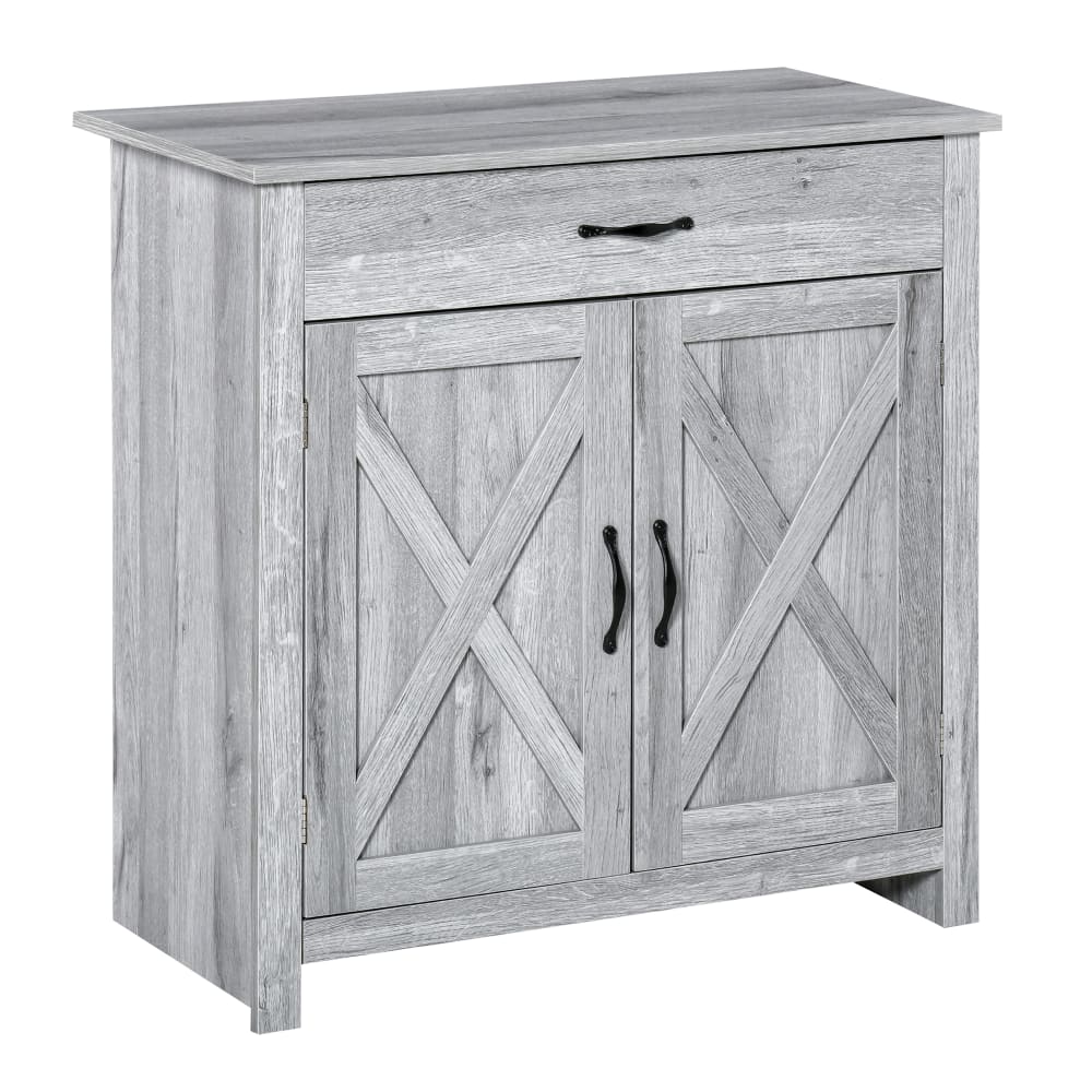 Petit buffet HOMCOM 2 portes et 1 tiroir effet bois gris clair 80 cm