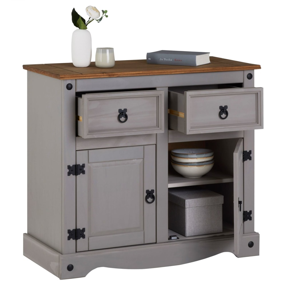 Buffet RAMON tiroirs ouverts et tablette réglable