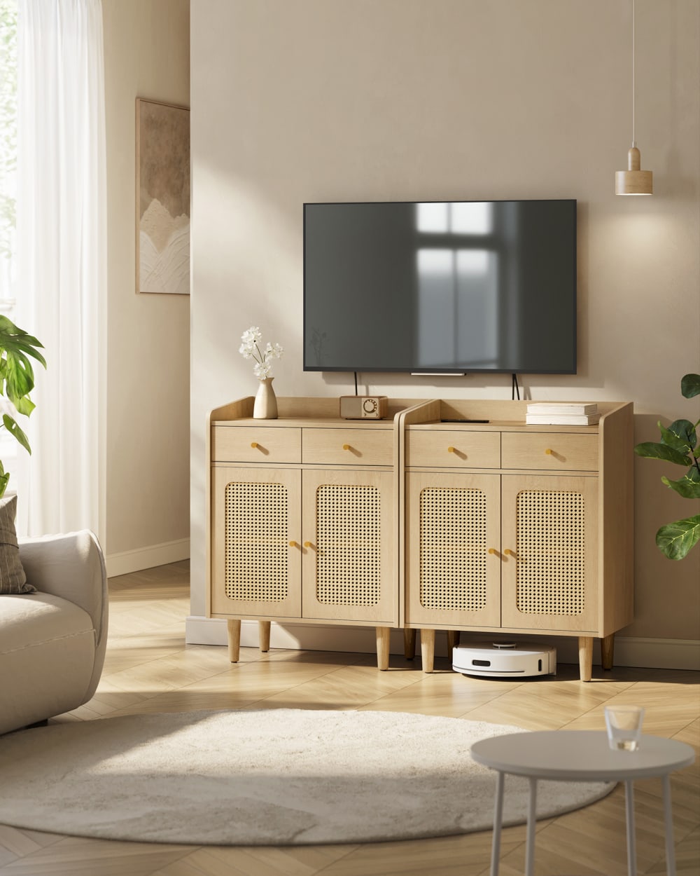 Détail des façades tissées du buffet SONGMICS HOME