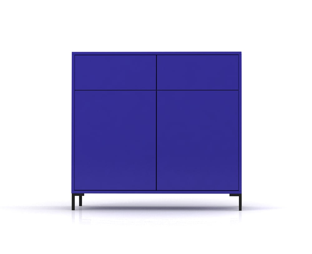Buffet bas WILSON bleu de Prusse 90 cm avec 2 portes et 2 tiroirs