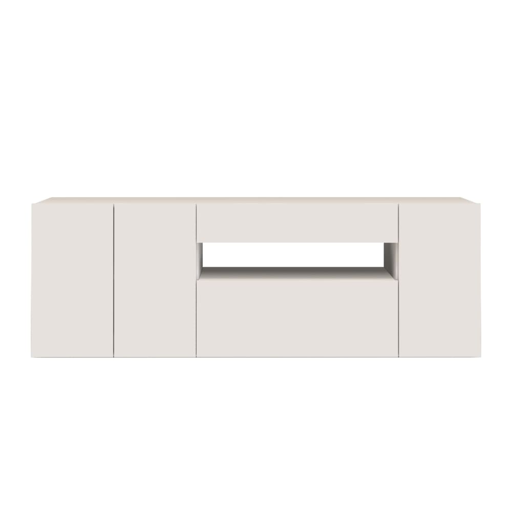 Grand buffet 3 portes abattant et tiroir blanc brillant 220 cm - POTENZA