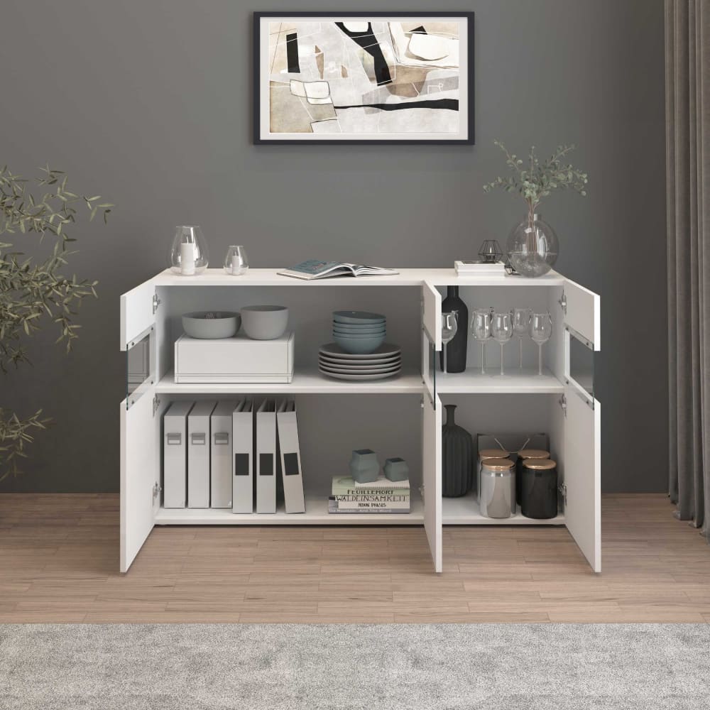 Buffet POTENZA portes ouvertes sur ses trois compartiments
