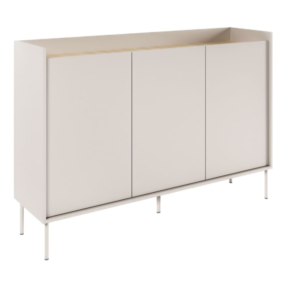 Buffet TOVI gris cachemire et aspect chêne 140 cm à 3 portes