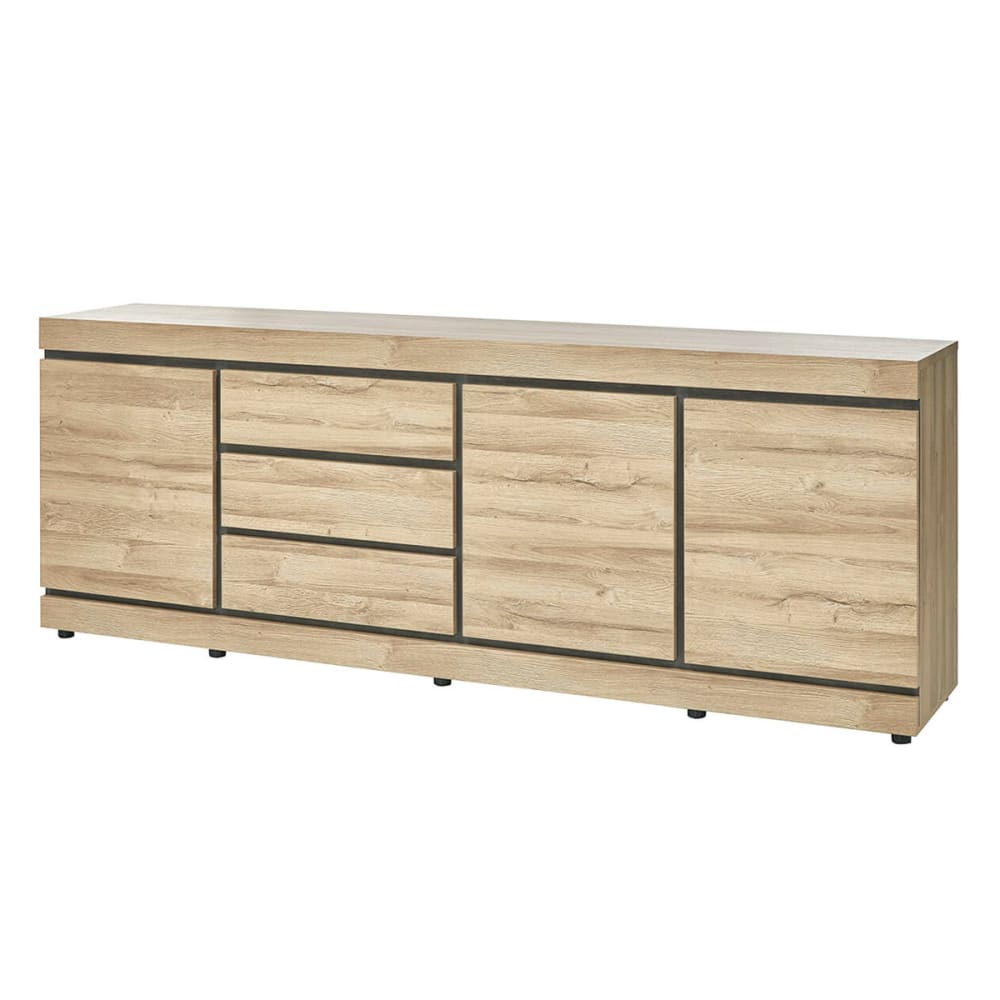 Buffet enfilade MASSIRE effet chêne français 248 cm avec 3 portes et 3 tiroirs