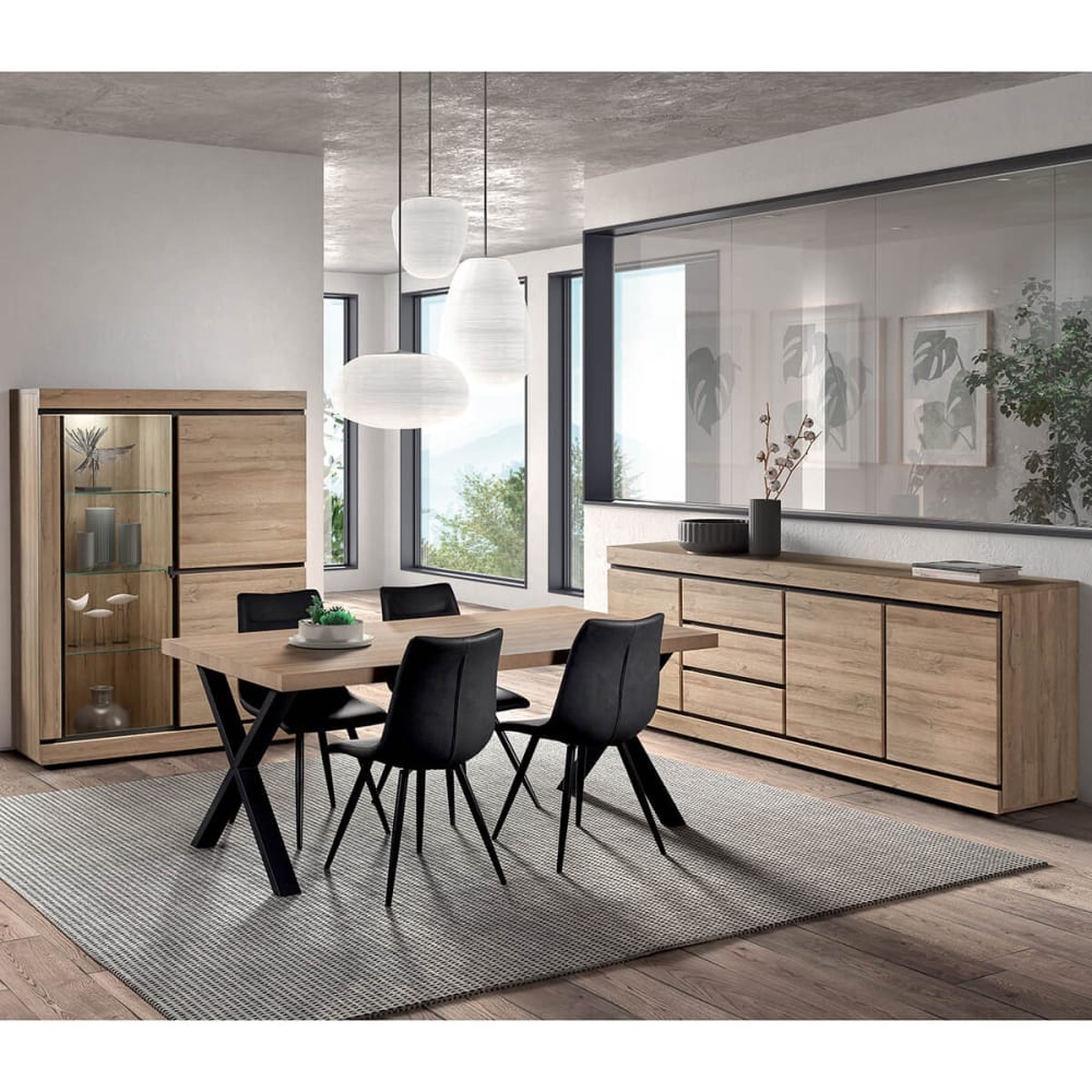 Buffet MASSIRE portes ouvertes sur les espaces à étagère