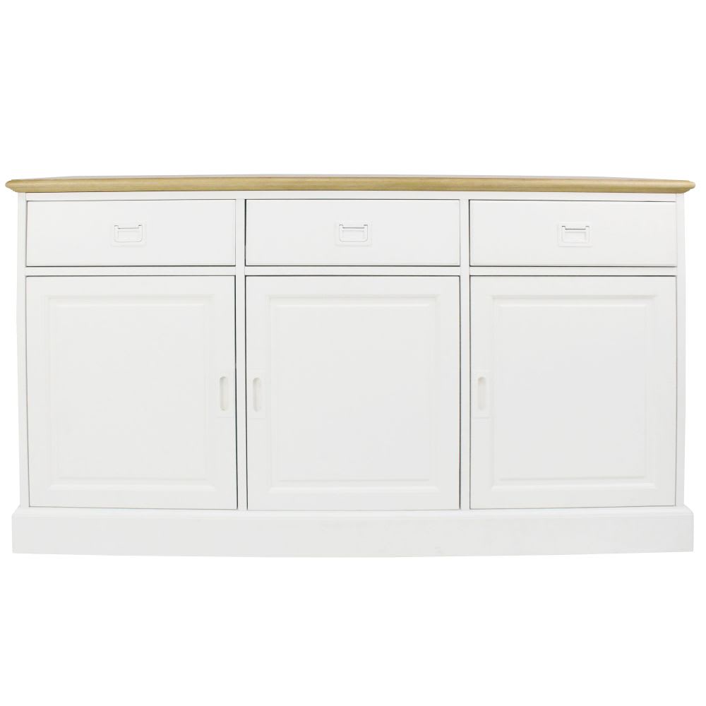 Buffet bahut LEANDRE blanc 150 cm avec 3 portes et 3 tiroirs