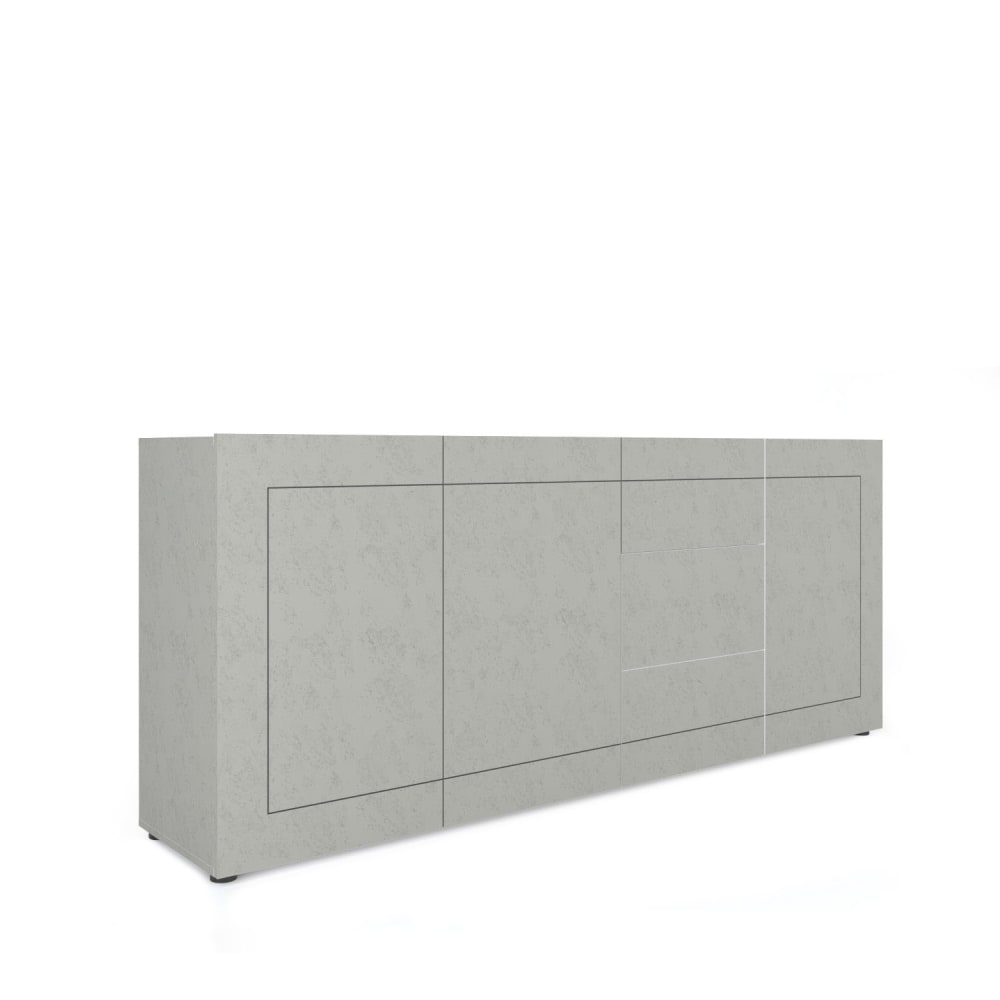 Grand buffet ELIOS gris cachemire 200 cm avec 3 portes et 3 tiroirs