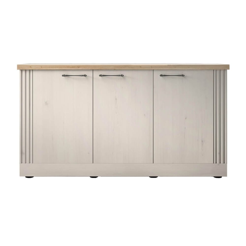 Buffet enfilade NASHVIL 3 portes aspect chêne blanchi de 164 cm