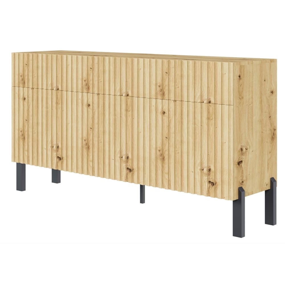Buffet TELIRE aspect chêne 3 portes et 3 tiroirs 154 cm