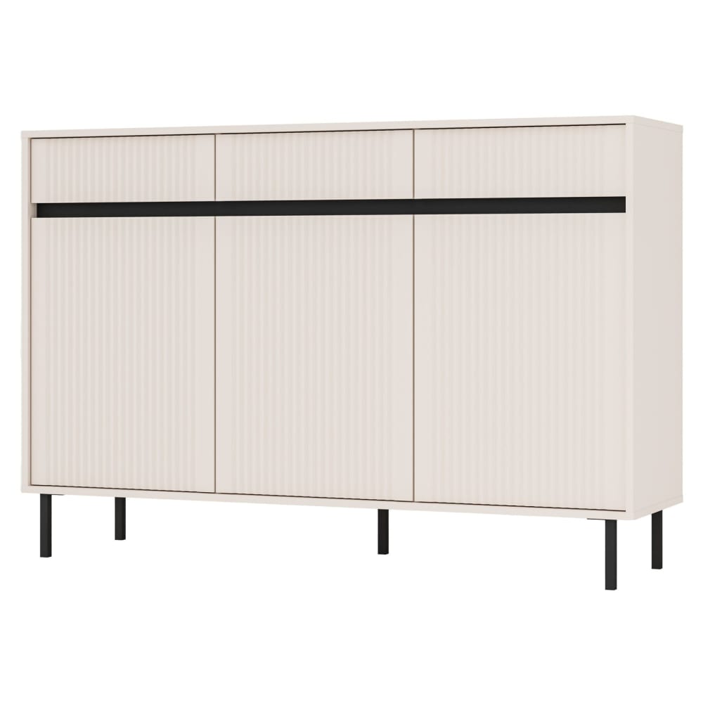 Buffet bahut 3 portes et 3 tiroirs beige sable 149 cm - OSAKA