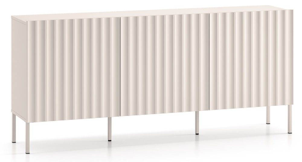 Grand buffet DERRIVA beige clair à façades rainurées 170 cm