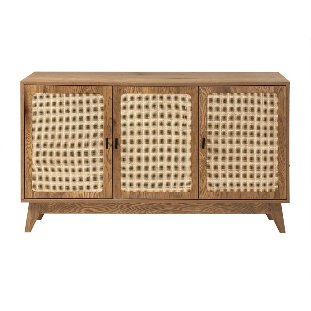 Buffet enfilade ALIA 120 cm à 3 portes en cannage de rotin naturel