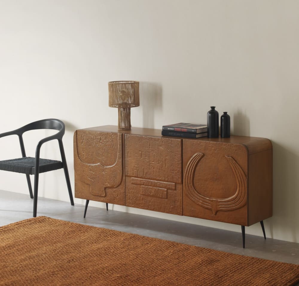 Détail du veinage miel du buffet GEESE HOME