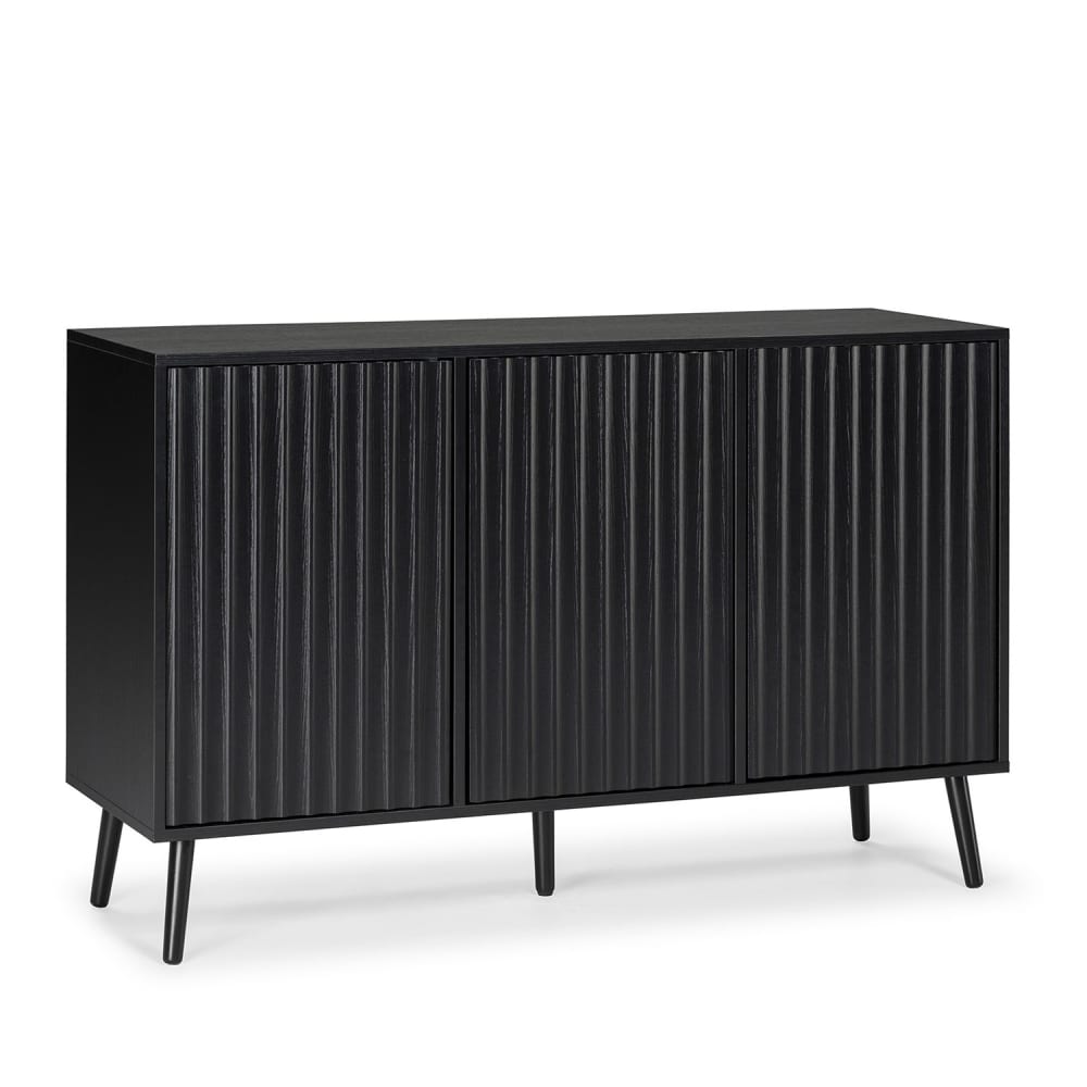 Buffet enfilade LLUVIA noir 120 cm avec 3 portes sans poignée
