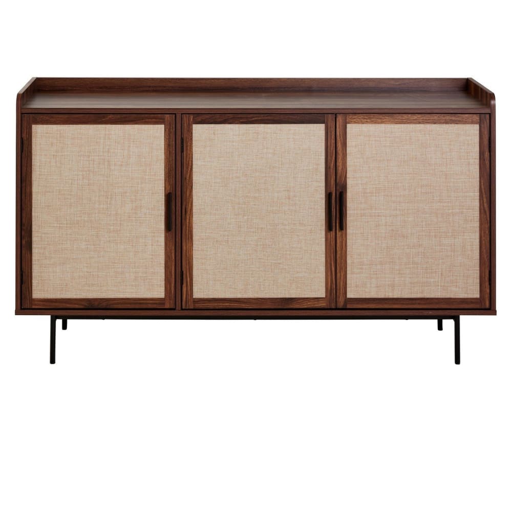 Buffet JETSON décor noyer et façades tissu beige 140 cm