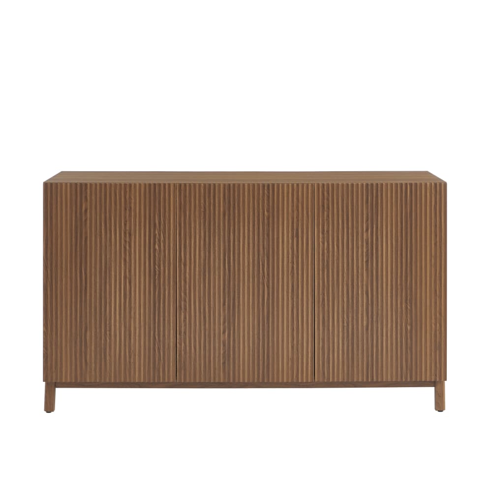 Buffet enfilade ORCA 3 portes rainurées bois foncé 140 cm