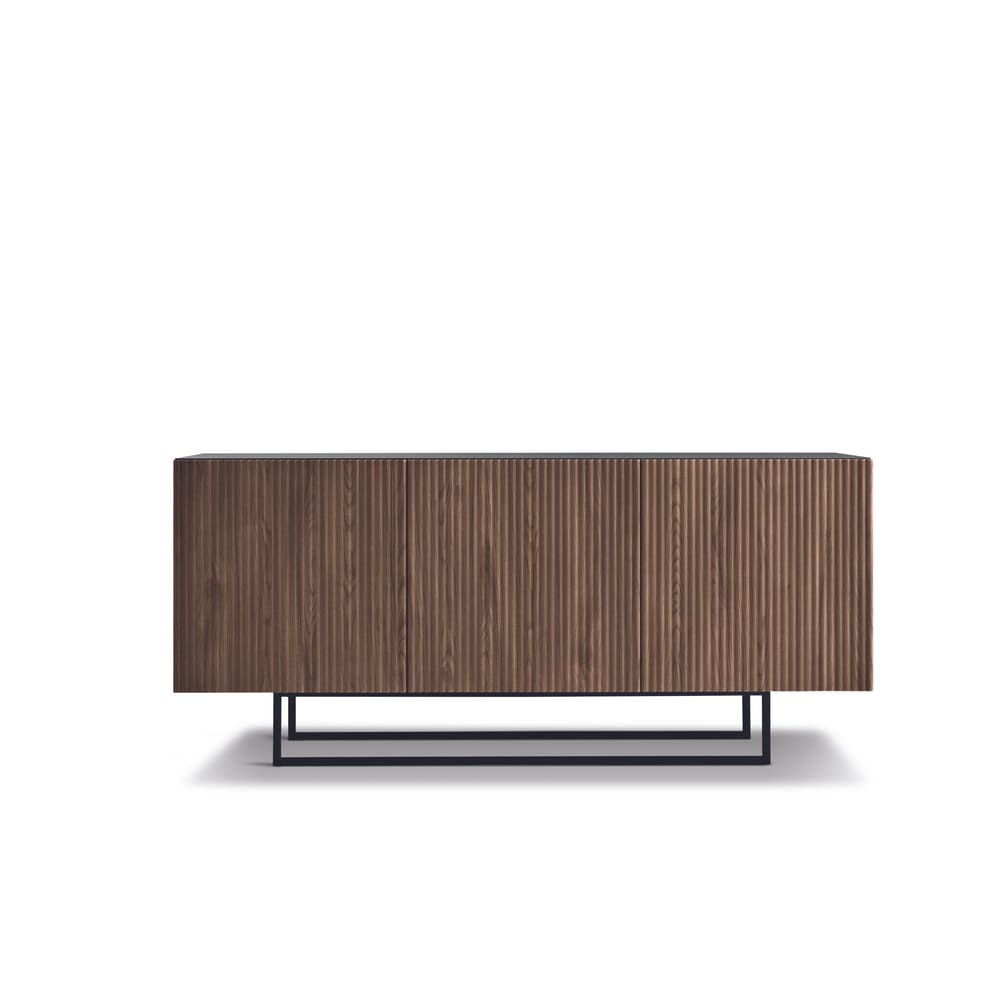 Grand buffet RONDA 3 portes marron sur pieds métal 180 cm