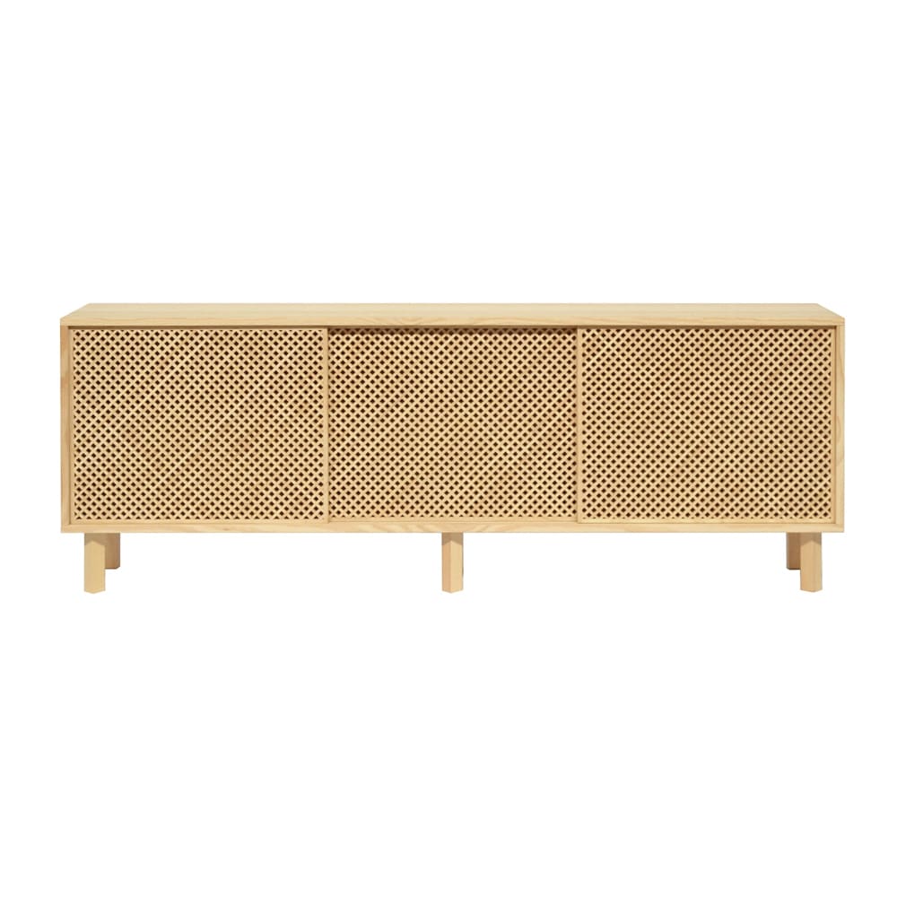 Buffet bas 3 portes coulissantes en pin massif verni 180 cm - ALTEA