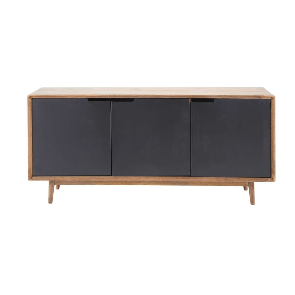 Buffet bahut LENOX 3 portes en manguier massif et fer 160 cm