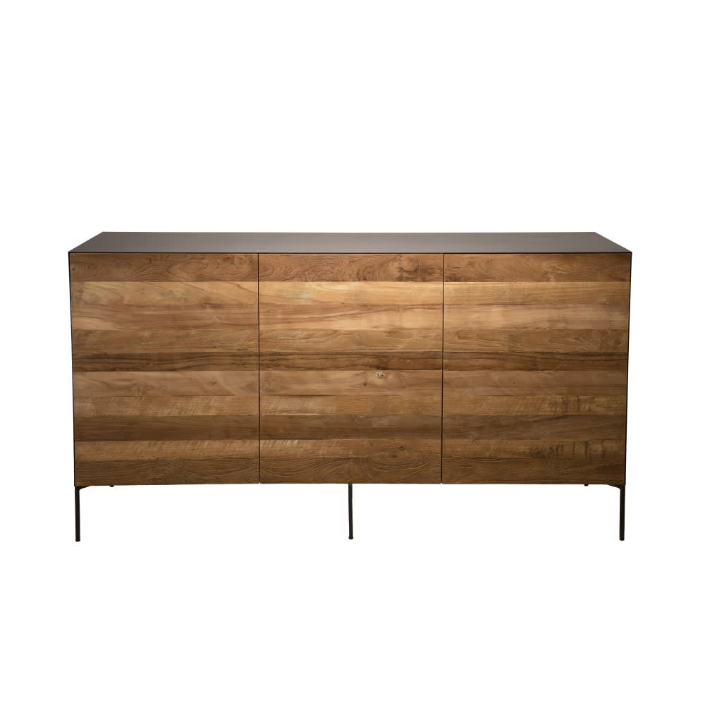 Grand buffet MADISON en teck recyclé et métal anthracite 166 cm