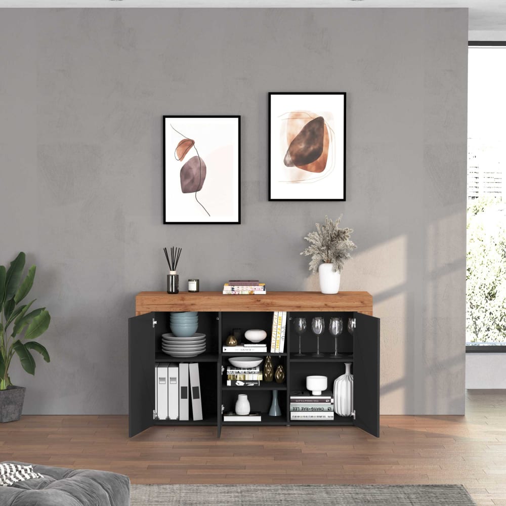Buffet CHRONOS vu de trois quarts dans un séjour