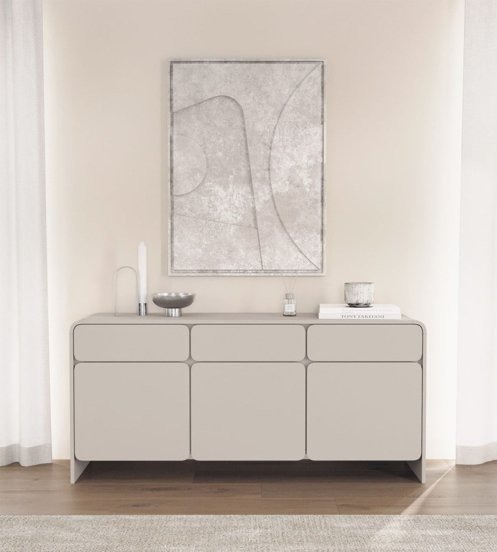 Détail des bords arrondis du buffet LUMMO
