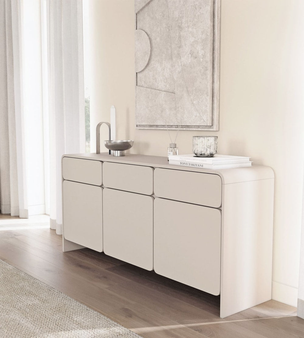 Buffet LUMMO portes et tiroirs ouverts