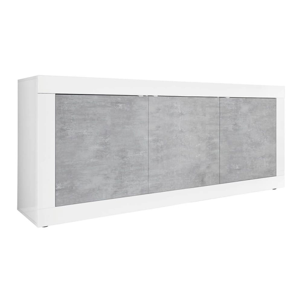 Buffet enfilade OTELLO blanc laqué et aspect béton 160 cm