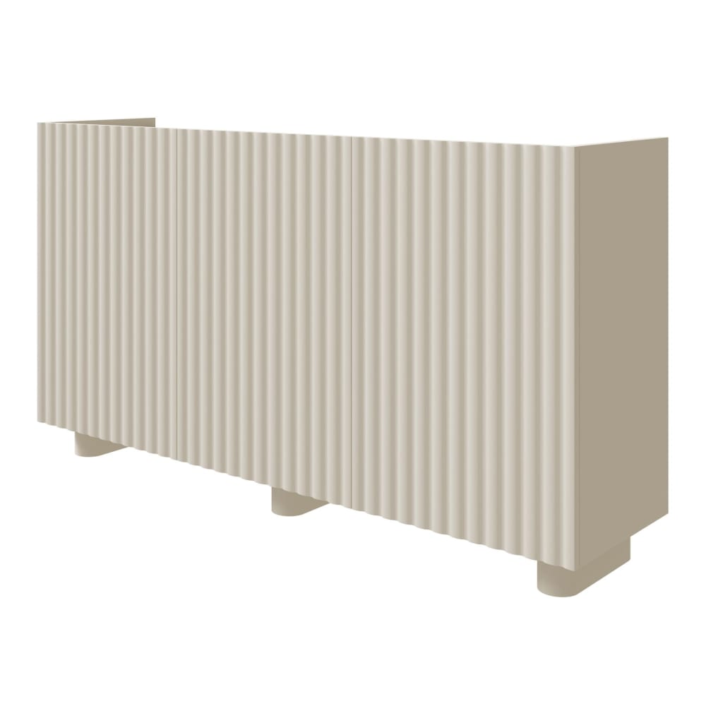 Buffet enfilade 3 portes grège façades arrondies 144 cm - FIORRA