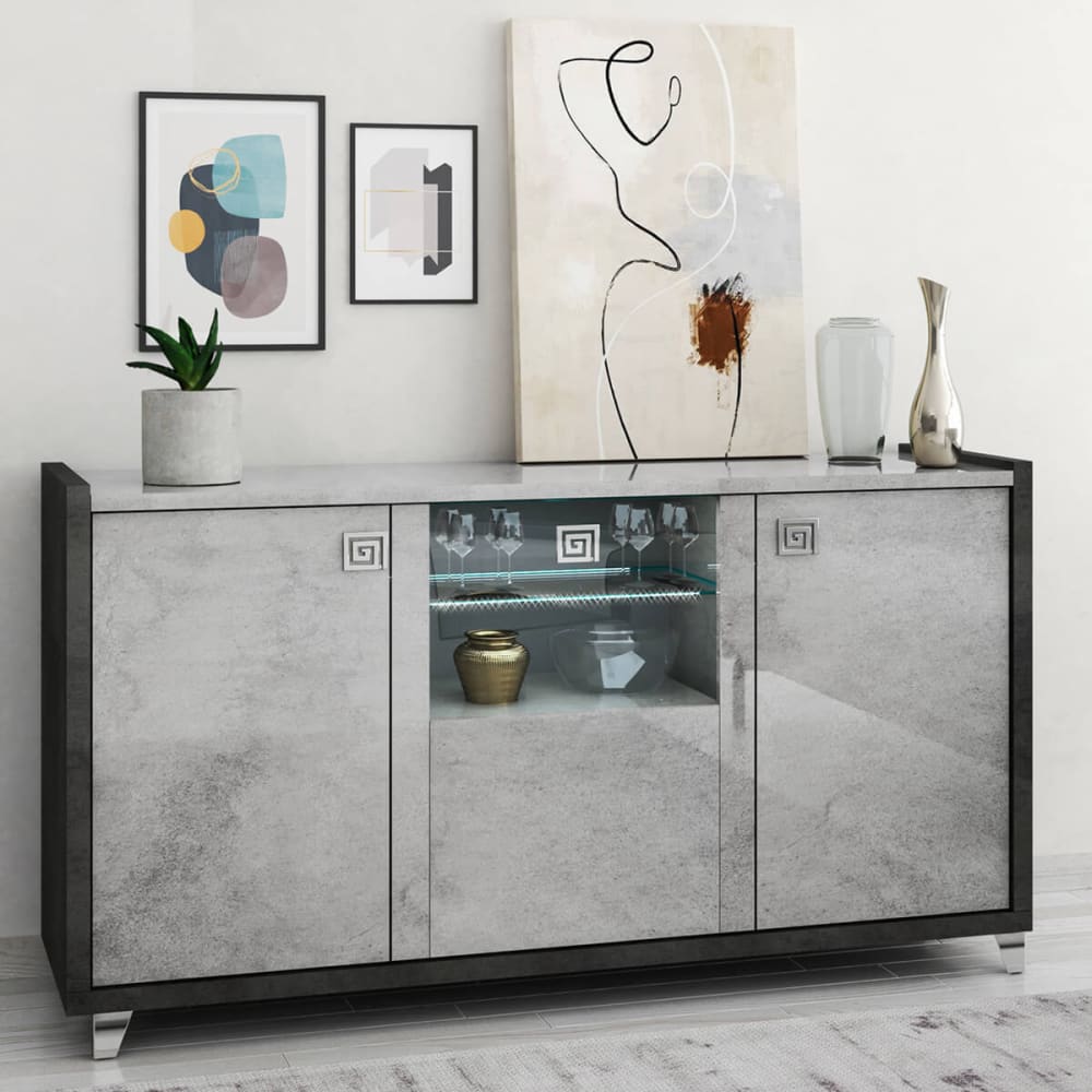 Détail de la finition effet pierre du buffet HOFFMAN
