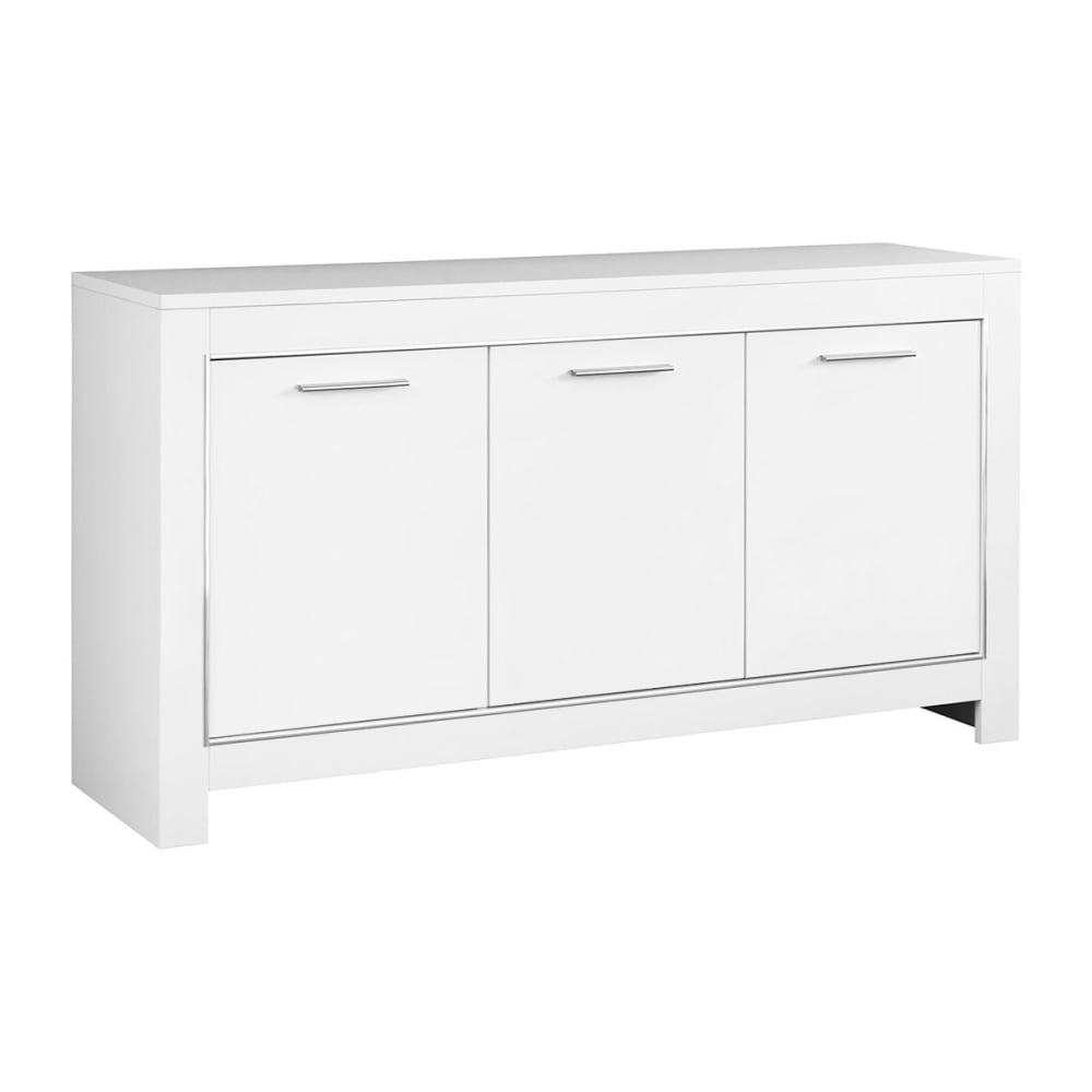 Grand buffet DENAE laqué blanc brillant 160 cm avec 3 portes