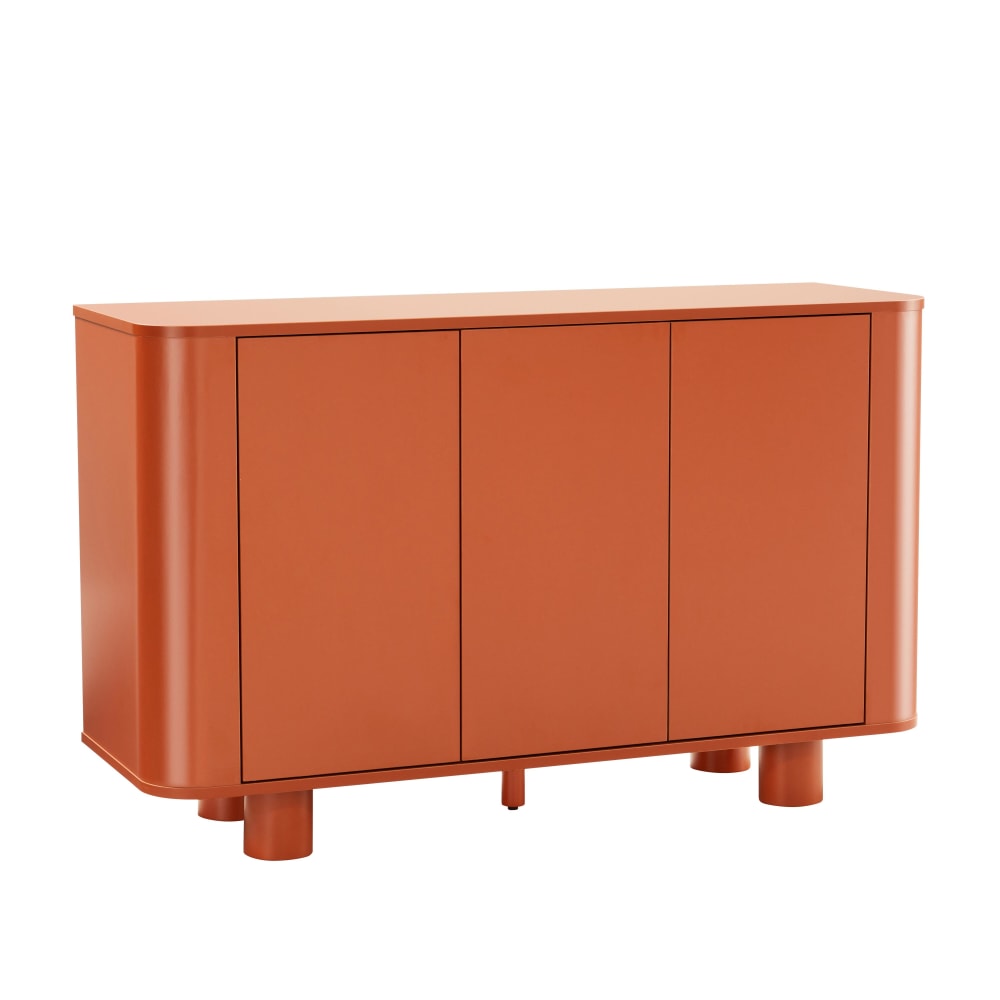 Buffet DARIO orange 120 cm avec 3 portes et pieds en hévéa