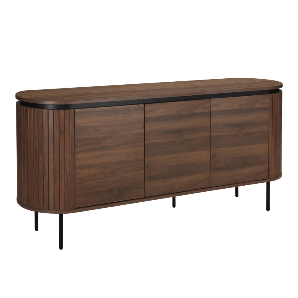 Grand buffet HEMERA en bois de peuplier foncé 160 cm avec 3 portes