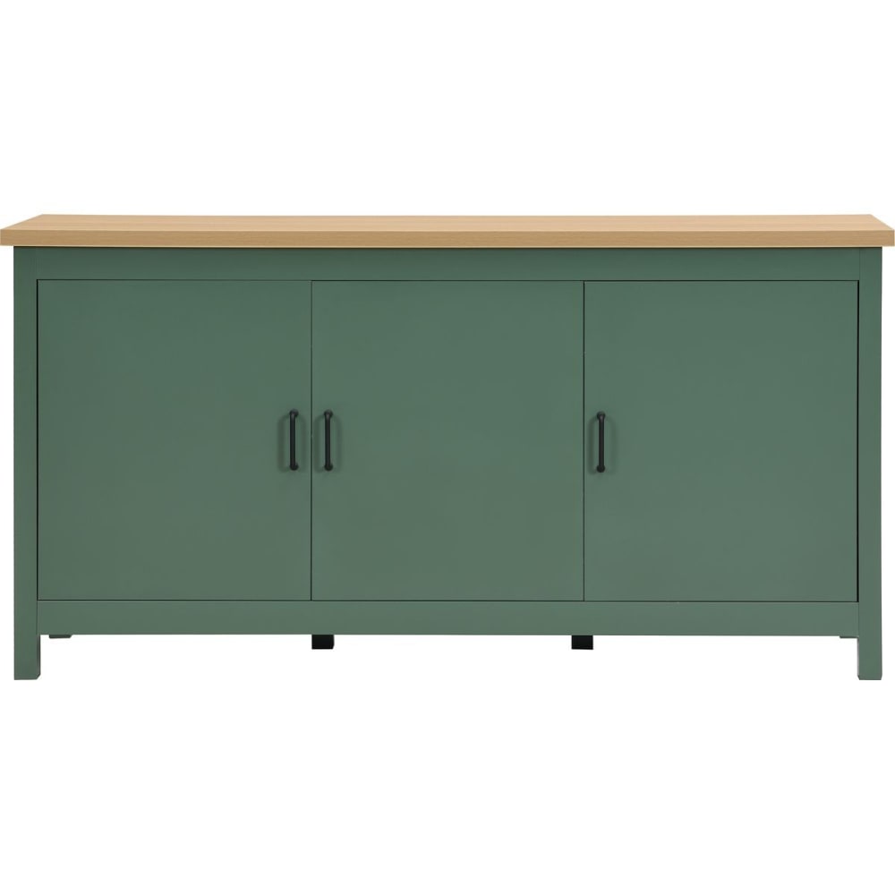 Buffet SANA vert 3 portes 160 cm à piètement métal noir