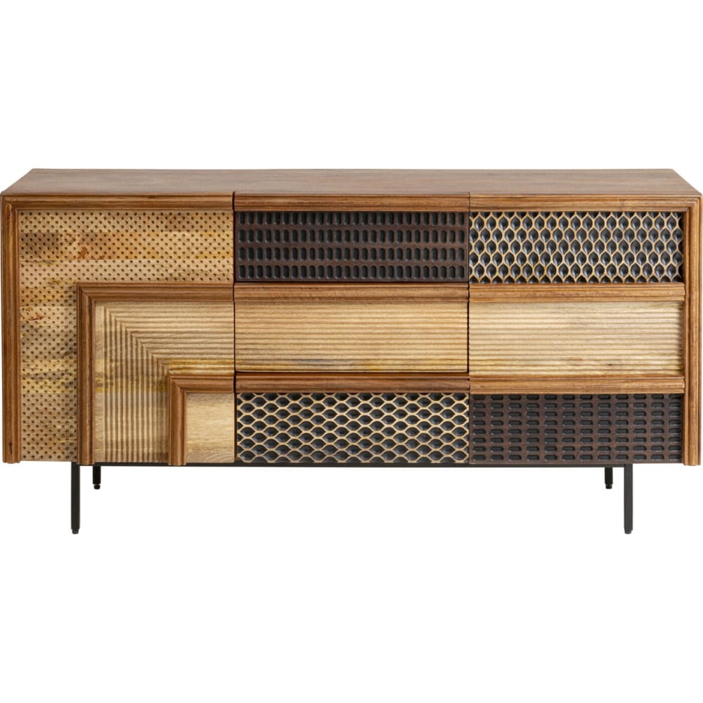 Buffet bahut GINO en manguier massif sculpté 160 cm 2 portes 3 tiroirs