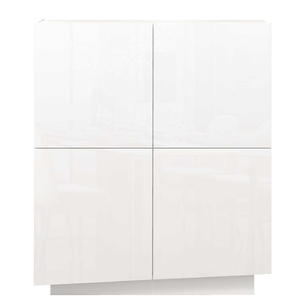 Buffet haut VELA blanc brillant 100 cm avec 4 portes inclinées