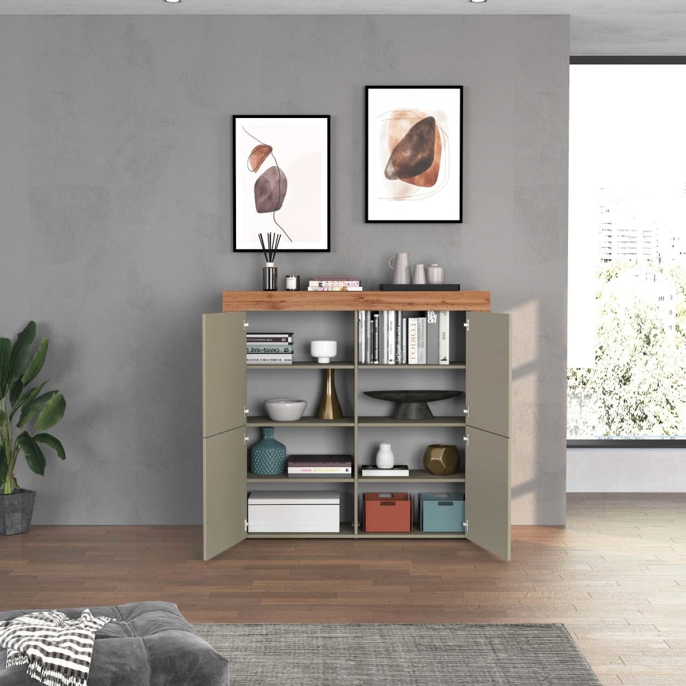 Buffet CHRONOS portes ouvertes sur ses huit compartiments