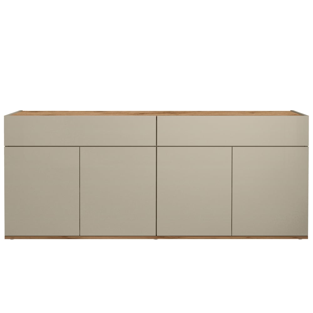 Buffet bas 4 portes et 2 tiroirs taupe mat et chêne 160 cm - GARDA