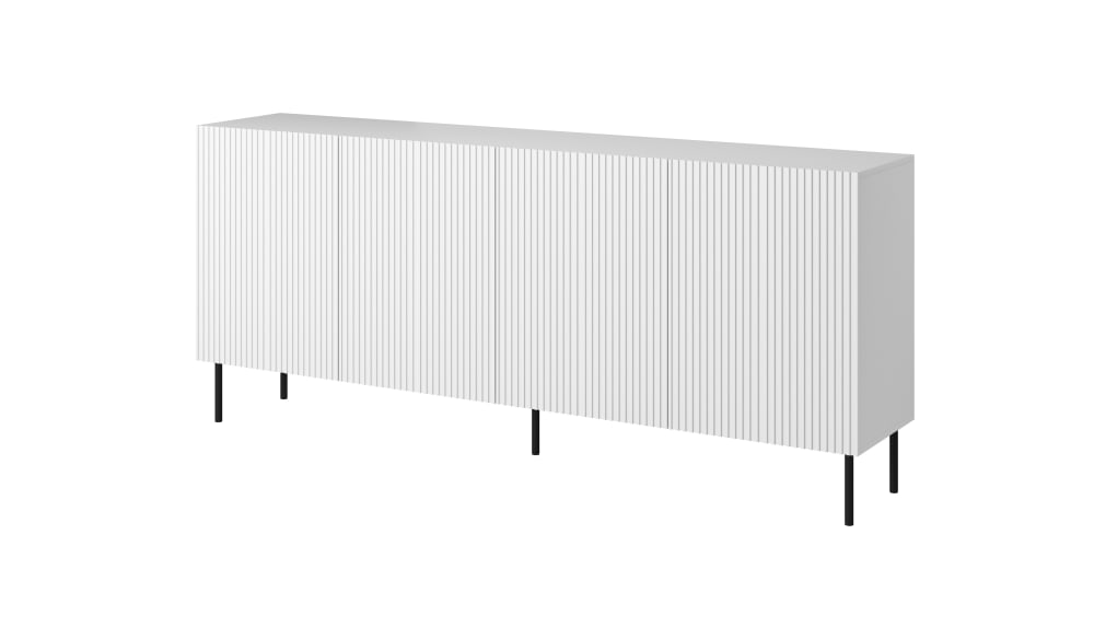 Grand buffet enfilade GUSTAVE noir mat 200 cm sur pieds métal