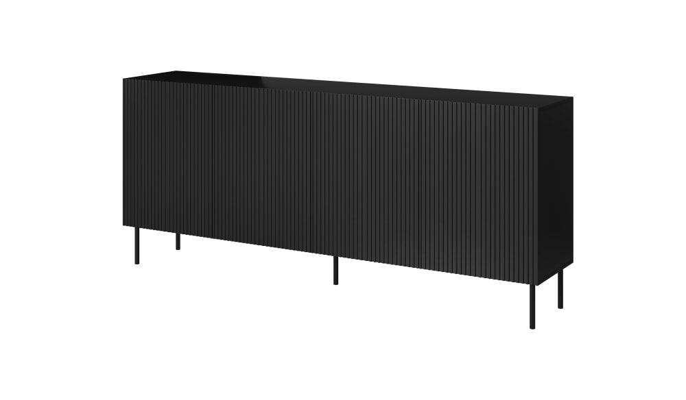 Buffet enfilade GUSTAVE blanc mat 200 cm sur piètement métal