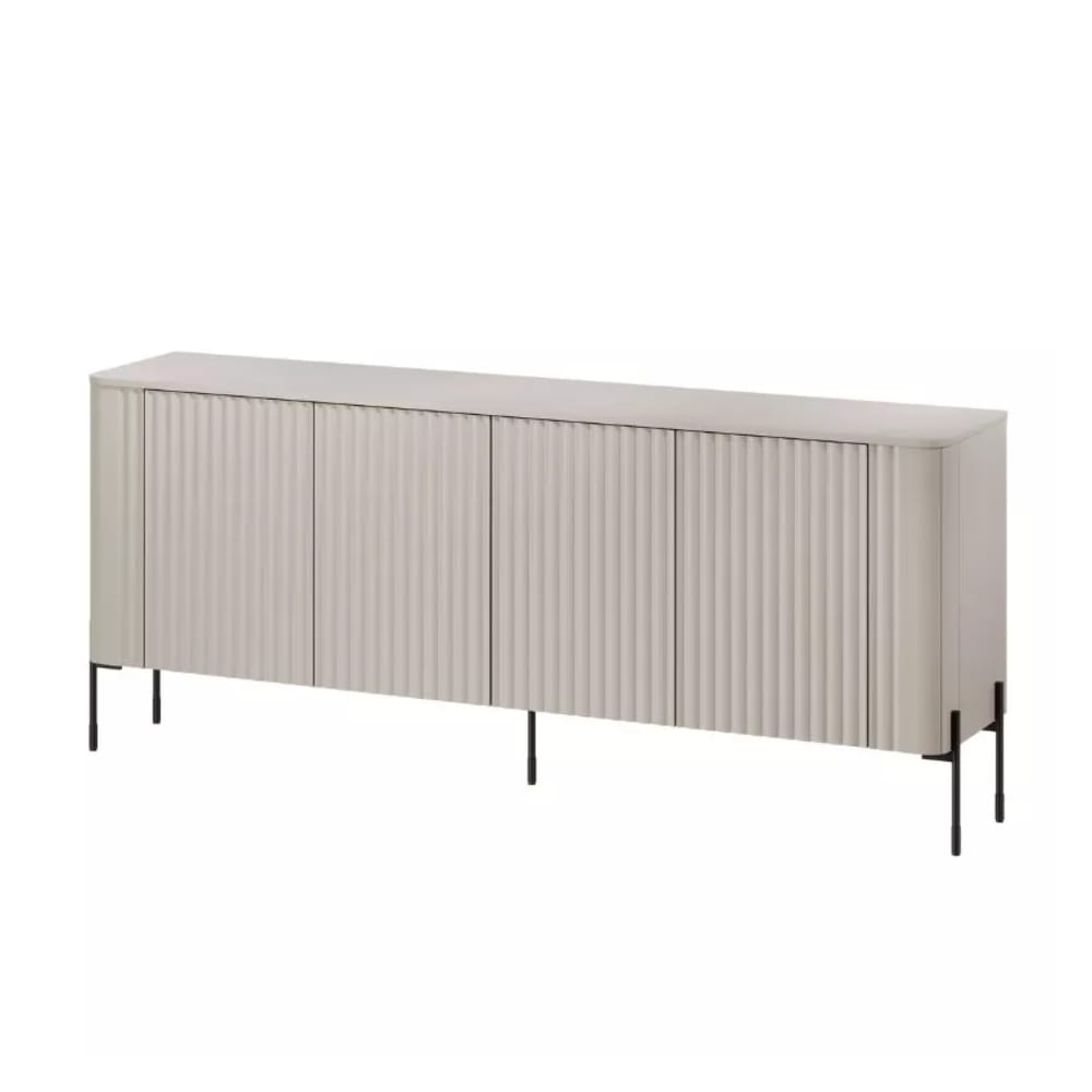 Buffet enfilade HECTOR 4 portes beige mat 190 cm sur pieds acier